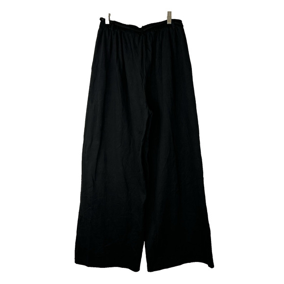 Cider Pants Womens Large Black Elastic Waist With Tie Wide Leg Trousers Palazzo - Picture 5 of 9